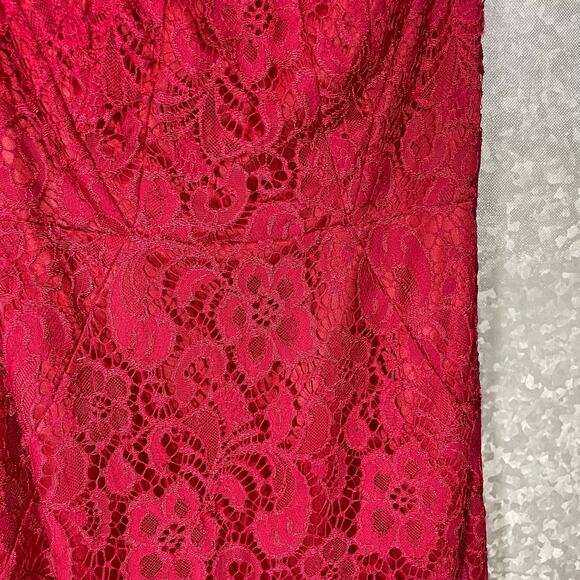 JAX Black Label Women's Red Lace Sleeveless Midi Dress - Size 4 - Sexy Cocktail - Picture 3 of 7
